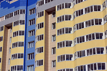 Image showing The inhabited high house against the blue sky