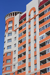 Image showing The inhabited high house against the blue sky