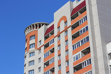 Image showing The inhabited high house against the blue sky