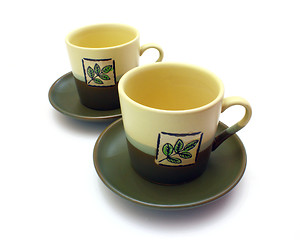 Image showing Ceramic cup on a saucer