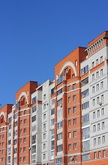 Image showing The inhabited high house against the blue sky