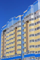 Image showing The inhabited high house against the blue sky