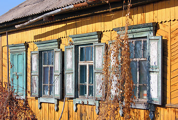 Image showing old dirty windows on old  wall