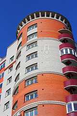 Image showing The inhabited high house against the blue sky