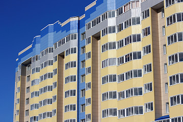 Image showing The inhabited high house against the blue sky