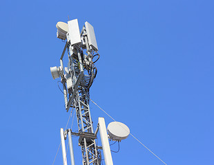 Image showing Cellular antenna  against blue sky