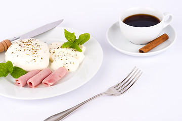 Image showing Mozzarella cheese and ham.