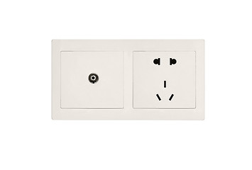 Image showing close up photo of a white electric outlet