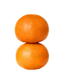 Image showing Two oranges stacked together isolated