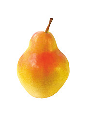 Image showing Ripe yellow pear on white background