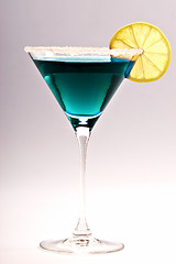 Image showing One blue cocktail martini