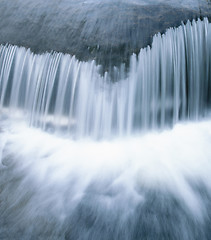 Image showing Small waterfall, blue toned, long exposure