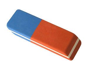 Image showing close up of an eraser on white background