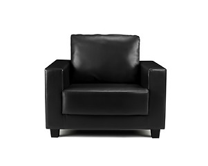 Image showing Sofa black detail isolated on white background with path