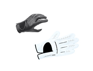 Image showing a pair of black and white leather women's gloves