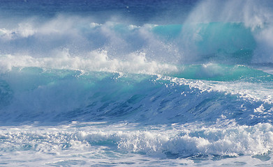 Image showing Blue sea with waves and sky with clouds