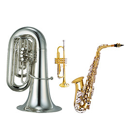 Image showing saxophone, cornet and trumpet