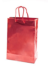 Image showing A view of a red shopping bag isolated on white