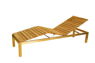 Image showing Wooden deck chair isolated on white