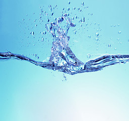 Image showing Water splash isolated on blue