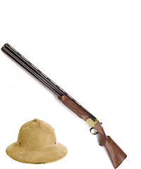 Image showing vuntage gun and safari hat