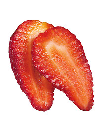 Image showing Two halves of sliced strawberry