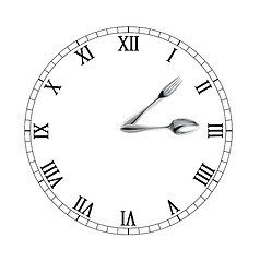 Image showing Clock made of spoon and fork