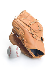 Image showing Baseball glove and ball isolated