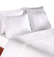 Image showing bed with several pillows