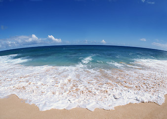 Image showing Beautiful beach and waves