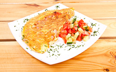 Image showing Bacon omelet with vegetables