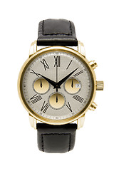 Image showing luxury golden man watch against white background