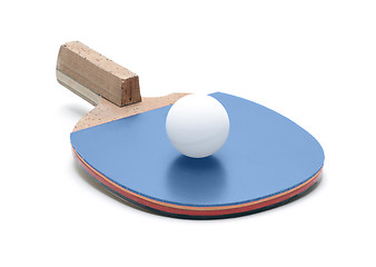 Image showing Table tennis racket and ball