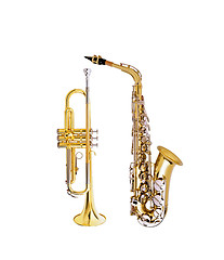 Image showing saxophone and cornet