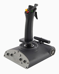 Image showing Modern flight joystick isolated on white