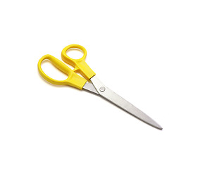 Image showing Yellow scissors isolated on a white background
