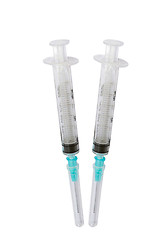 Image showing Two syringes on white