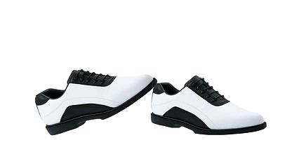 Image showing A pair of white golf shoes