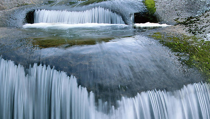 Image showing closeup falling water by a spring