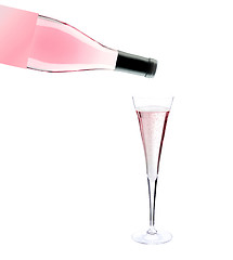 Image showing Pink champagne bottle and glass