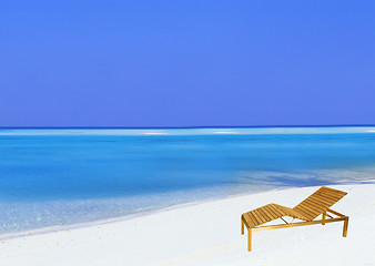 Image showing beach chair on white sandy tropical beach