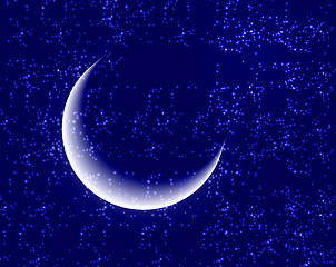 Image showing Space background with bright stars and moon