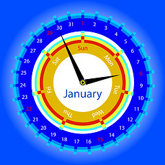 Image showing Creative idea of design of a Clock with circular calendar for 20