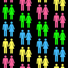 Image showing Seamless pattern with silhouettes of the person of different col