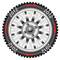 Image showing Calendar 2012 year  wheel car. 