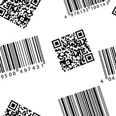 Image showing Barcode and qr-code. Seamless vector wallpaper.  