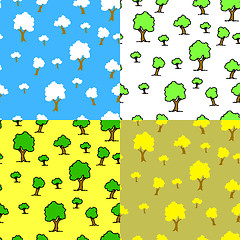 Image showing A seamless wallpaper with tree,autumn leaf background 