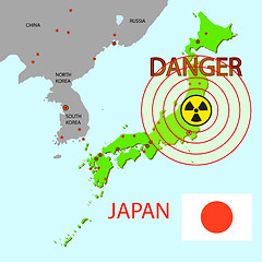 Image showing Japan map with danger on an atomic power station