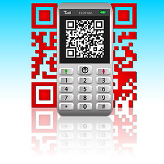 Image showing Smartphone with QR code. 