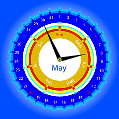 Image showing Creative idea of design of a Clock with circular calendar for 20